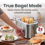 Elite Gourmet ECT4123X Long Slot 4 Slice Toaster, Extra Wide 1.5" and 5.1" Deep Slots, Bagel, Defrost & Cancel Functions, 6 Toast Shade Settings, Fits Bagels, Waffles, Artisan Breads, Stainless Steel