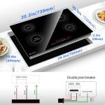AMZCHEF Electric Cooktop 30 Inch with 4 BOOST Burners Bulid-in Induction Cooktop, 220V-240V/7200W 9 Levels Stove Control by Slide Touch, Child Safety Lock, Pause,Timer and Overheat Protection, No plug