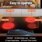 AMZCHEF Electric Cooktop 30 Inch with 4 BOOST Burners Bulid-in Induction Cooktop, 220V-240V/7200W 9 Levels Stove Control by Slide Touch, Child Safety Lock, Pause,Timer and Overheat Protection, No plug