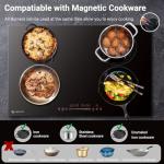 AMZCHEF Electric Cooktop 30 Inch with 4 BOOST Burners Bulid-in Induction Cooktop, 220V-240V/7200W 9 Levels Stove Control by Slide Touch, Child Safety Lock, Pause,Timer and Overheat Protection, No plug