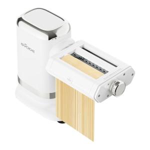 GVODE Electric Pasta Maker - 3-in-1 Pasta Sheet Roller & Cutter Set 700W Max Motor, includes Fettuccine & Spaghetti Maker with Cleaning Brush, White