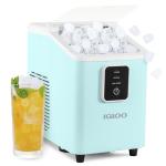Igloo Self-Cleaning Countertop Ice Maker - Compact and Portable - Creates 26 lbs. Per Day, 8 Pieces Ready Every 7-8 Minutes - Includes Ice Scoop and Basket - Aqua