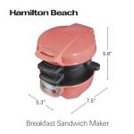 Hamilton Beach Breakfast Sandwich Maker with Egg Cooker Ring, Customize Ingredients, Perfect for English Muffins, Croissants, Mini Waffles, Perfect White Elephant Gifts, Coral (25483)
