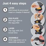 Hamilton Beach Breakfast Sandwich Maker with Egg Cooker Ring, Customize Ingredients, Perfect for English Muffins, Croissants, Mini Waffles, Perfect White Elephant Gifts, Coral (25483)