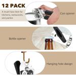 Ayearparty 12 Pcs Can Opener Manual Multifunctional Tin and Can Opener Smooth Edge with Sharp Blade Hand Held Soft Grip Handle Bottle Opener Quick Opening Tool with Large Turn Knob for Kitchen