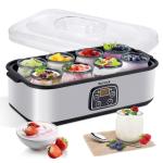 Suteck Yogurt Maker with 8 Glass Jars, Time & Temp Adjustable Control Yogurt Machine, Homemade Greek & Probiotic Yogurt, Automatic Shut-Off, BPA-Free, 48 oz Total, Black