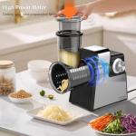 FYONIO Electric Cheese Grater, 5 in 1 Salad Maker with Stainless Steel Blades, 350W Electric Slicer Shredder/Slicer, Electric Salad Machine for Cheeses, Fruits, Vegetables