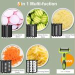 FYONIO Electric Cheese Grater, 5 in 1 Salad Maker with Stainless Steel Blades, 350W Electric Slicer Shredder/Slicer, Electric Salad Machine for Cheeses, Fruits, Vegetables