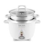 Aroma Housewares 6-Cup (Cooked yield ) / 1.2Qt. Select Stainless Pot-Style Rice Cooker, & Food Steamer, One-Touch Operation, White