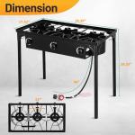 FSUON Outdoor Camping Stove, 225000 BTU, High Pressure 3 Burner, Propane Gas Cooker with Detachable Legs, 30 PSI Regulator