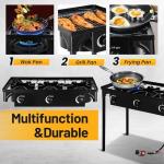 FSUON Outdoor Camping Stove, 225000 BTU, High Pressure 3 Burner, Propane Gas Cooker with Detachable Legs, 30 PSI Regulator