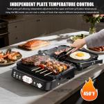 CATTLEMAN Panini Grill Press Sandwich Maker with Removable Plates, 6 in 1 Indoor Grill & Electric Griddle with Meat Thermometer, PFAS Free Ceramic Nonstick Reversible Plates, Opens Flat, 1600W