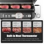 CATTLEMAN Panini Grill Press Sandwich Maker with Removable Plates, 6 in 1 Indoor Grill & Electric Griddle with Meat Thermometer, PFAS Free Ceramic Nonstick Reversible Plates, Opens Flat, 1600W