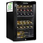 NutriChef PKCWCDS335.5 Chilling Refrigerator Cellar-Dual-Zone Wine Cooler/Chiller, Digital Touch Button Control with Air Tight Seal, Contains Placement for Standing (33 Bottle Storage Capacity), Black