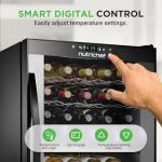 NutriChef PKCWCDS335.5 Chilling Refrigerator Cellar-Dual-Zone Wine Cooler/Chiller, Digital Touch Button Control with Air Tight Seal, Contains Placement for Standing (33 Bottle Storage Capacity), Black