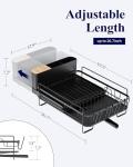 Kitsure Large Dish Drying Rack - Extendable Dish Rack, Multifunctional Dish Rack for Kitchen Counter, Anti-Rust Dish Drainers with Cutlery & Cup Holders 19.2"-26.7" L x 12.9" W, Black