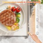 Gasbye Food Warming Mat, 10s Fast Full-Surface Heating Warming Tray, Raised Feet Protect Countertop, 3 Temperature Levels, 4-Hour Timer, Portable Design for Party Buffet Home Use, Beige