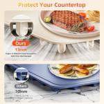 Gasbye Food Warming Mat, 10s Fast Full-Surface Heating Warming Tray, Raised Feet Protect Countertop, 3 Temperature Levels, 4-Hour Timer, Portable Design for Party Buffet Home Use, Beige