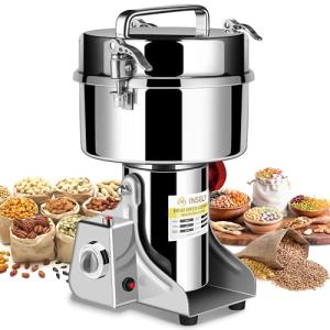 INSELY Grain Mill Grinder 2000g High Speed Food Grain Mill Stainless Steel Seeds Flour Nut Pill Wheat Corn Herbs Spices & Seasonings Dry Grinder Electric Machine Grinder for Kitchen