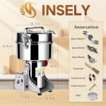 INSELY Grain Mill Grinder 2000g High Speed Food Grain Mill Stainless Steel Seeds Flour Nut Pill Wheat Corn Herbs Spices & Seasonings Dry Grinder Electric Machine Grinder for Kitchen
