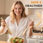 Wooden Spoons for Cooking Kitchen Utensils Set 6 pcs Bamboo Wooden Spoons & Spatula Cooking Utensils