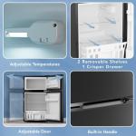 Electactic 3.1 Cu.Ft Mini Fridge with Freezer, 2 Door Compact Refrigerator, Mini Fridge with Adjustable Removable Glass Shelves for Bedroom, Office, Dorm or Apartment, Black