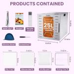 Food Dehydrator for Jerky, 9 Stainless Steel Large Trays, 800W Fruit Dehydrator with Remote Control, 24H Timer and 194°F Temperature Control, Food Dryer for Jerky, Herbs, Fruit, Dog Treats