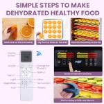 Food Dehydrator for Jerky, 9 Stainless Steel Large Trays, 800W Fruit Dehydrator with Remote Control, 24H Timer and 194°F Temperature Control, Food Dryer for Jerky, Herbs, Fruit, Dog Treats