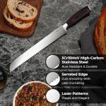 DiiHAUZZ Bread Knife, 10 Inch Serrated Bread Cutter, High Carbon Stainless Steel Razor Sharp Sourdough Slicing Knife, Professional Bakery Kitchen Knives with Ergonomic Handle for Homemade Bagel, Cake