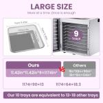 Food Dehydrator for Jerky, 9 Stainless Steel Large Trays, 800W Fruit Dehydrator with Remote Control, 24H Timer and 194°F Temperature Control, Food Dryer for Jerky, Herbs, Fruit, Dog Treats