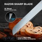 DiiHAUZZ Bread Knife, 10 Inch Serrated Bread Cutter, High Carbon Stainless Steel Razor Sharp Sourdough Slicing Knife, Professional Bakery Kitchen Knives with Ergonomic Handle for Homemade Bagel, Cake