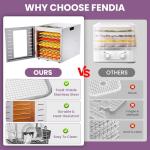 Food Dehydrator for Jerky, 9 Stainless Steel Large Trays, 800W Fruit Dehydrator with Remote Control, 24H Timer and 194°F Temperature Control, Food Dryer for Jerky, Herbs, Fruit, Dog Treats