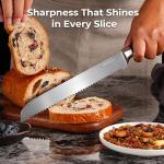 DiiHAUZZ Bread Knife, 10 Inch Serrated Bread Cutter, High Carbon Stainless Steel Razor Sharp Sourdough Slicing Knife, Professional Bakery Kitchen Knives with Ergonomic Handle for Homemade Bagel, Cake