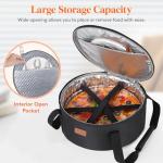 Lifewit Round Insulated Casserole Carrier for Hot and Cold Food, Pie Carrier Bag, Cake Carrier Casserole Dish Carrying Case for Potluck Parties Picnic, Fits 12.5" Baking Dish, Black