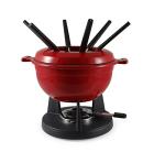 Swissmar Lucerne 10-Piece Cast Iron Fondue Set - Ideal for Melting Cheese, Chocolate, & More - Perfect for Kitchen Collection & Wedding Gift Giving - 2 Liter / 2 Quart - Red