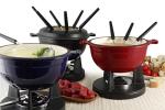 Swissmar Lucerne 10-Piece Cast Iron Fondue Set - Ideal for Melting Cheese, Chocolate, & More - Perfect for Kitchen Collection & Wedding Gift Giving - 2 Liter / 2 Quart - Red
