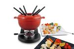 Swissmar Lucerne 10-Piece Cast Iron Fondue Set - Ideal for Melting Cheese, Chocolate, & More - Perfect for Kitchen Collection & Wedding Gift Giving - 2 Liter / 2 Quart - Red