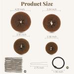 FANDAMEI Hair Bun Maker Set- 8 PCS Hair Donuts for Buns (2 Extra-large,2 Large,2 Medium and 2 Small), 40 PCS Bobby Pins, 5 PCS Hair Elastic Ties Black,Bun Maker - Light Brown