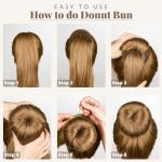 FANDAMEI Hair Bun Maker Set- 8 PCS Hair Donuts for Buns (2 Extra-large,2 Large,2 Medium and 2 Small), 40 PCS Bobby Pins, 5 PCS Hair Elastic Ties Black,Bun Maker - Light Brown