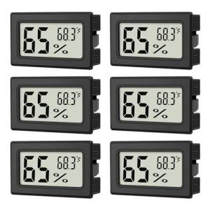 6-Pack Mini Hygrometer Indoor Humidity Meter, Mini Digital Thermometer Humidity Gauge Meter, Indoor Thermometer Hygrometer Monitor Fahrenheit (℉) for Reptile Thermostat, Jars Reptile, Fridge