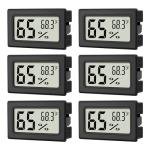 6-Pack Mini Hygrometer Indoor Humidity Meter, Mini Digital Thermometer Humidity Gauge Meter, Indoor Thermometer Hygrometer Monitor Fahrenheit (℉) for Reptile Thermostat, Jars Reptile, Fridge