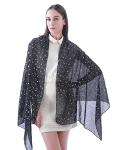 Lina & Lily Silver Gold Glitters Shimmer Foil Stars Women Scarf Shawl Wrap (Black (silver stars))