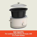 bella 6.0 Qt Manual Slow Cooker, Ceramic Nonstick Coating, 3 Temperature Settings, Dishwasher Safe Stoneware Pot and Tempered Glass Lid, Cool Touch Handles & Tangle Free Cord Wrap, Oatmilk