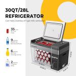 BougeRV 12 Volt Refrigerator 12V Car Fridge 30 Quart Portable Freezer Compressor Cooler Compressor Freezer, 12/24V DC 110~240V AC, -8℉~50℉ for Truck RV SUV (Black)