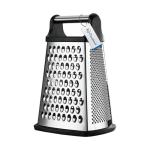 OIM Omiiomio Professional Cheese Grater - Stainless Steel, XL Size, 4 Sides - Perfect Box Grater for Parmesan Cheese, Vegetables, Ginger - Dishwasher Safe - Black