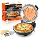 YIBAKE 12" Electric Pizza Oven - Countertop Pizza Maker with Ceramic Stone, Heats up to 800°F, Portable Indoor Pizza Oven for Homemade Pizzas, Black
