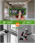 Huepar Professional Dual Laser Measuring Tool 393ft, Rechargeable Bilateral Laser Measurement Tool, Digital Laser Room Measure Devices, Metro Laser Measurement Tool with Angle Sensor, Magnetic Back