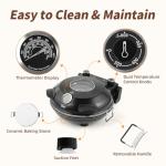 YIBAKE 12" Electric Pizza Oven - Countertop Pizza Maker with Ceramic Stone, Heats up to 800°F, Portable Indoor Pizza Oven for Homemade Pizzas, Black