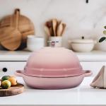 EDGING CASTING Enameled Cast Iron Dutch Oven Pot with Lid, Round Bread Oven for Homemade Sourdough Bread Baking, 6 Quart, Pink