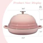 EDGING CASTING Enameled Cast Iron Dutch Oven Pot with Lid, Round Bread Oven for Homemade Sourdough Bread Baking, 6 Quart, Pink